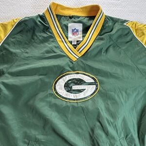 Green Bay Packers Windbreaker Mens Large NFL Performance V-Neck Pullover Jacket